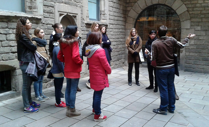 Visiting the Roman ruins at the Museum of Barcelona History